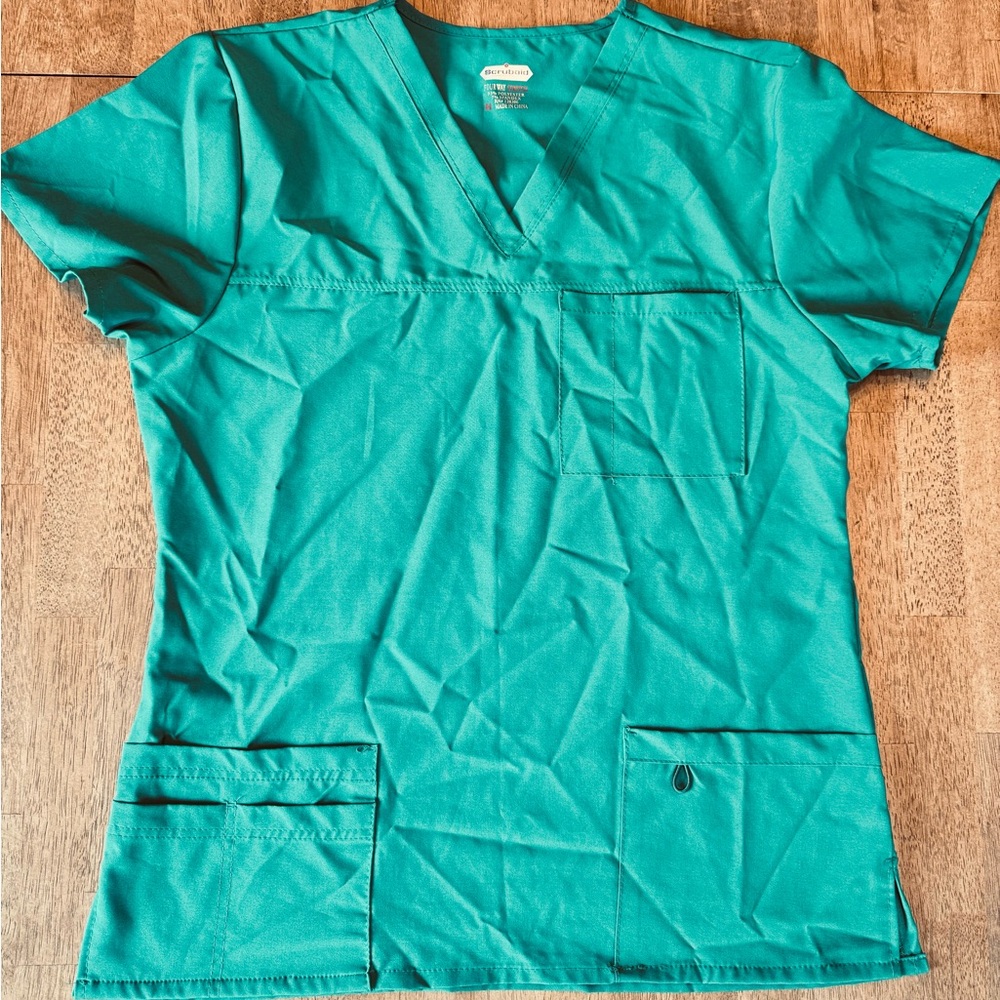 Scrubaid Four Way Stretch Green Top Size M